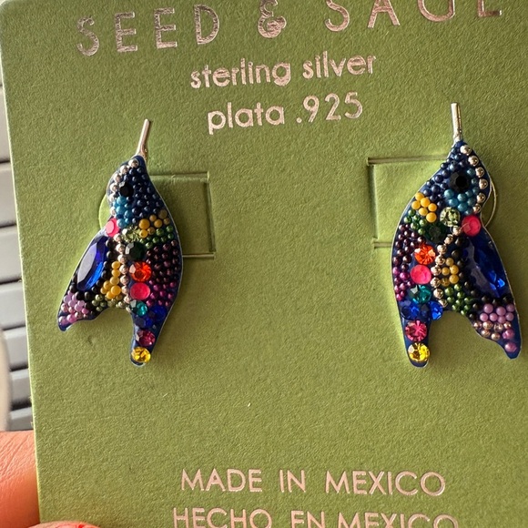 Seed & Sage Sterling Silver Hummingbird Earrings - Picture 5 of 5